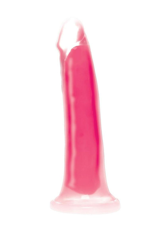 Lollicock Glow In The Dark Silicone Dildo - Glow In The Dark/Pink - 7in