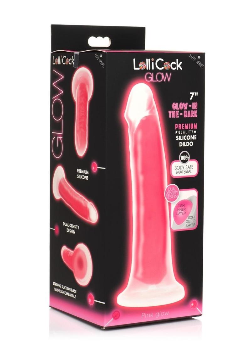 Load image into Gallery viewer, Lollicock Glow In The Dark Silicone Dildo - Glow In The Dark/Pink - 7in
