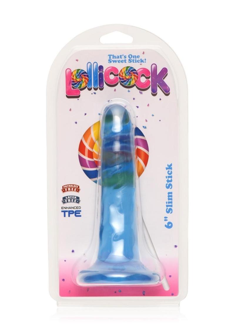 Load image into Gallery viewer, Lollicock Slim Stick Dildo - Berry Ice/Blue - 6in
