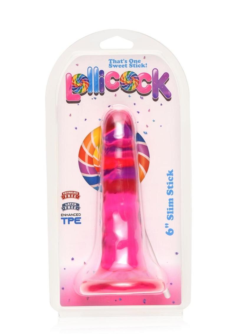 Load image into Gallery viewer, Lollicock Slim Stick Dildo - Cherry Ice/Red - 6in
