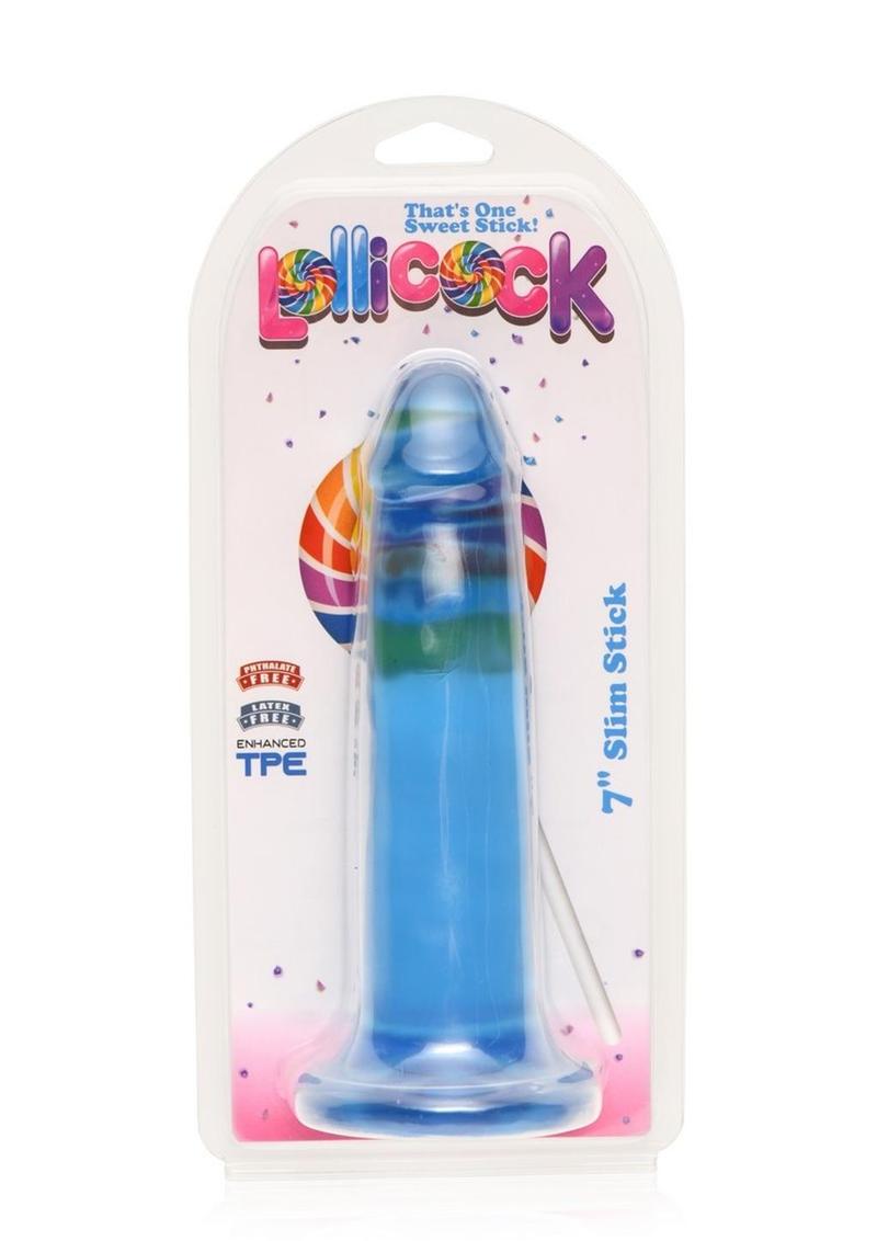 Load image into Gallery viewer, Lollicock Slim Stick Dildo - Berry Ice/Blue - 7in
