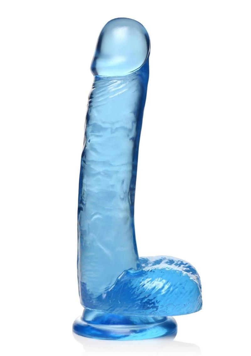 Load image into Gallery viewer, Lollicock Slim Stick Dildo with Balls - Berry Ice/Blue - 7in
