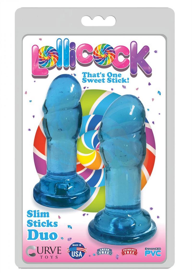 Load image into Gallery viewer, Lollicock Slim Sticks Duo Butt Plugs - Berry/Blue
