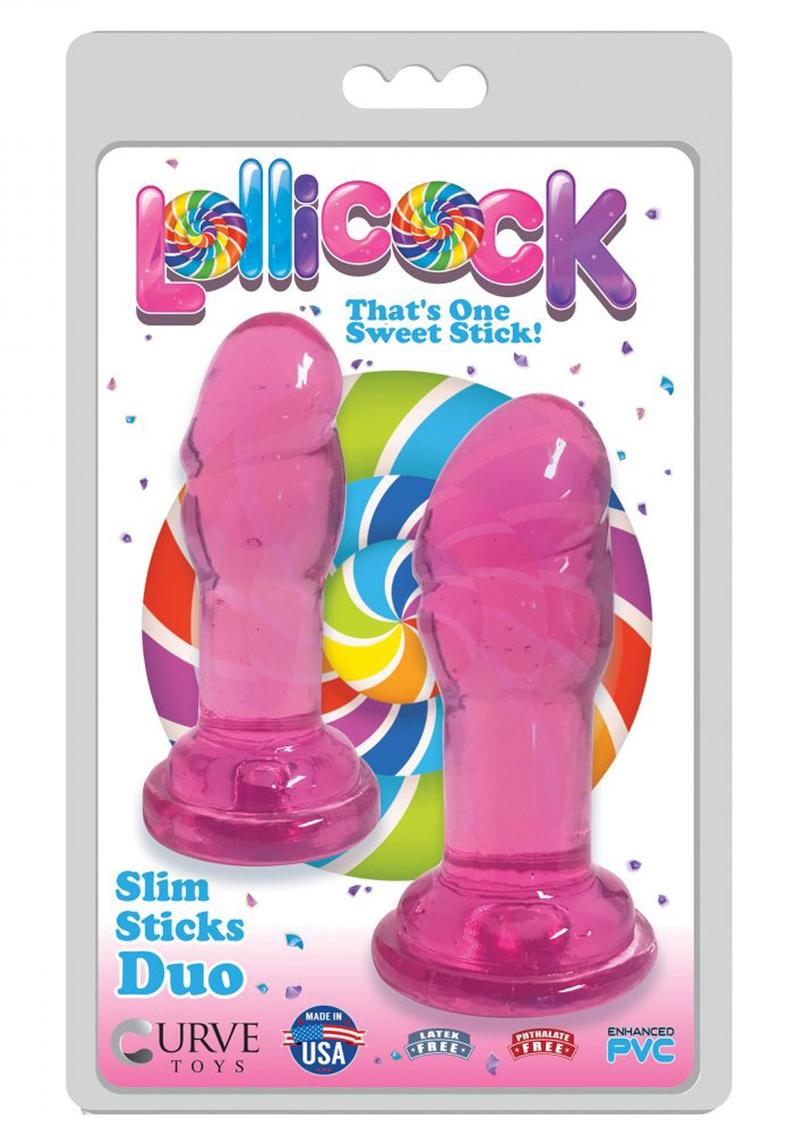 Load image into Gallery viewer, Lollicock Slim Sticks Duo Butt Plugs - Cherry/Pink
