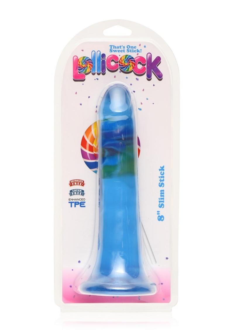 Load image into Gallery viewer, Lollicock Stim Stick Dildo - Berry Ice/Blue - 8in
