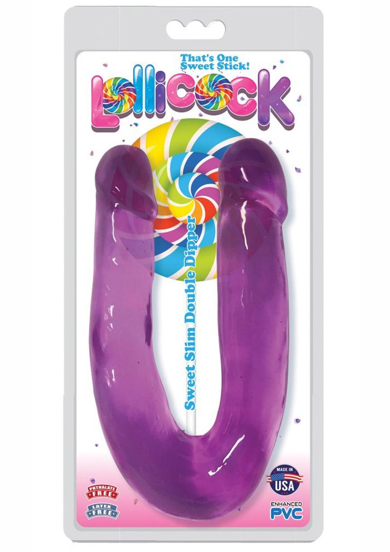 Load image into Gallery viewer, Lollicock Sweet Slim Double Dipper Double Dildo - Grape/Purple
