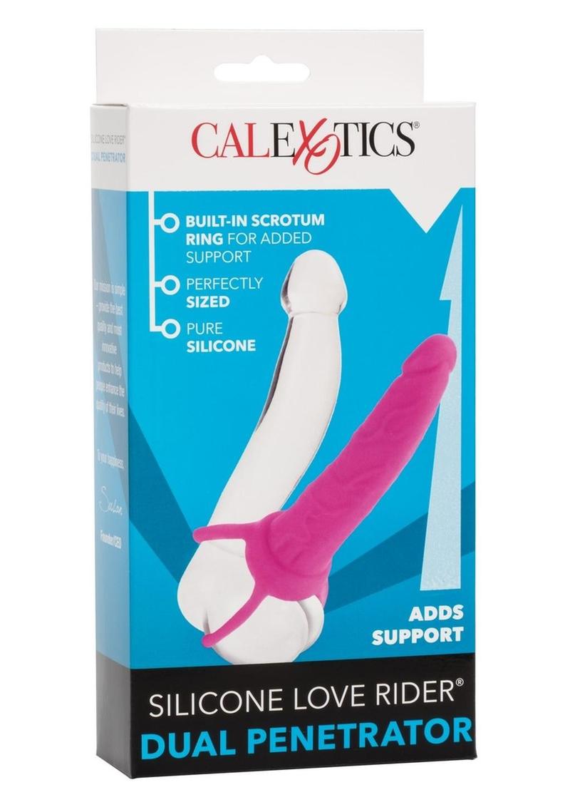 Load image into Gallery viewer, Love Rider Silicone Dual Penetrator Dildo Cock Ring - Pink
