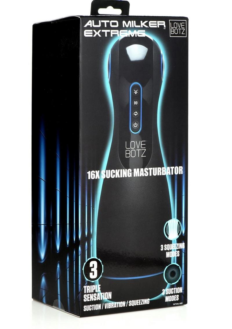 Load image into Gallery viewer, Lovebotz Auto Milker Extreme Rechargeable 16x Sucking Masturbator - Black/Blue
