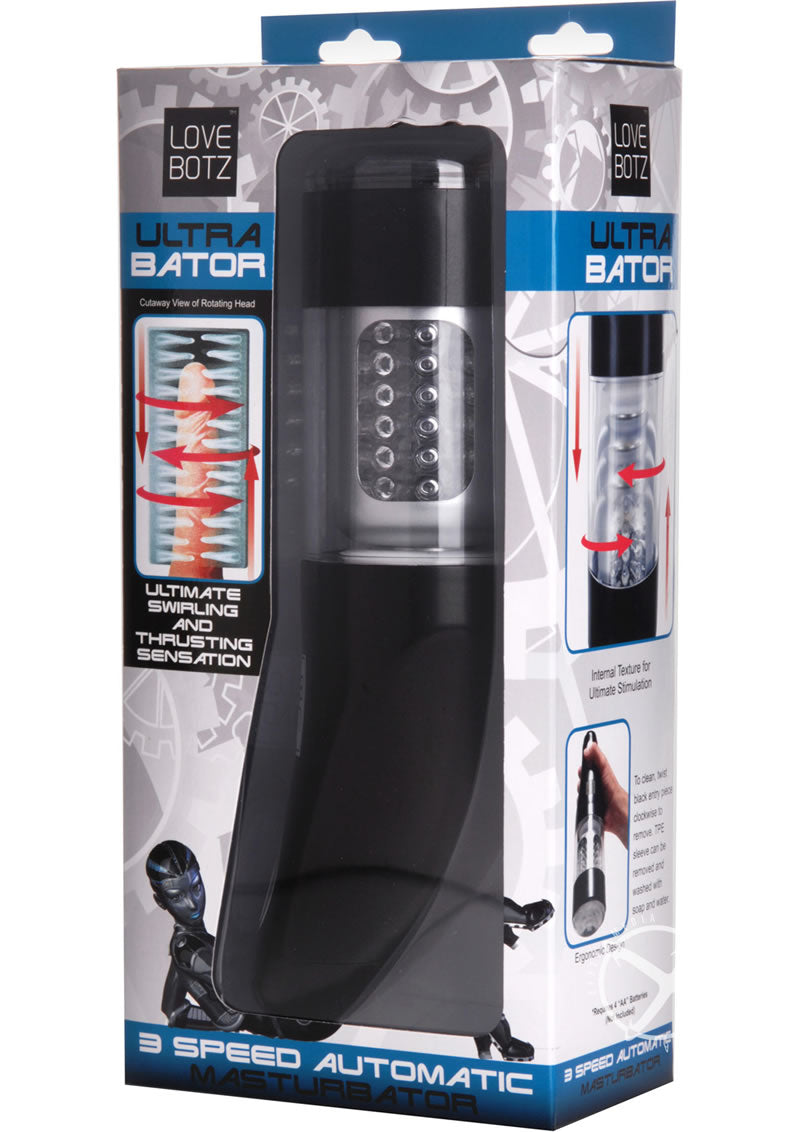 Load image into Gallery viewer, Lovebotz Ultra Bator Thrusting and Swirling Automatic Stroker - Black/Clear
