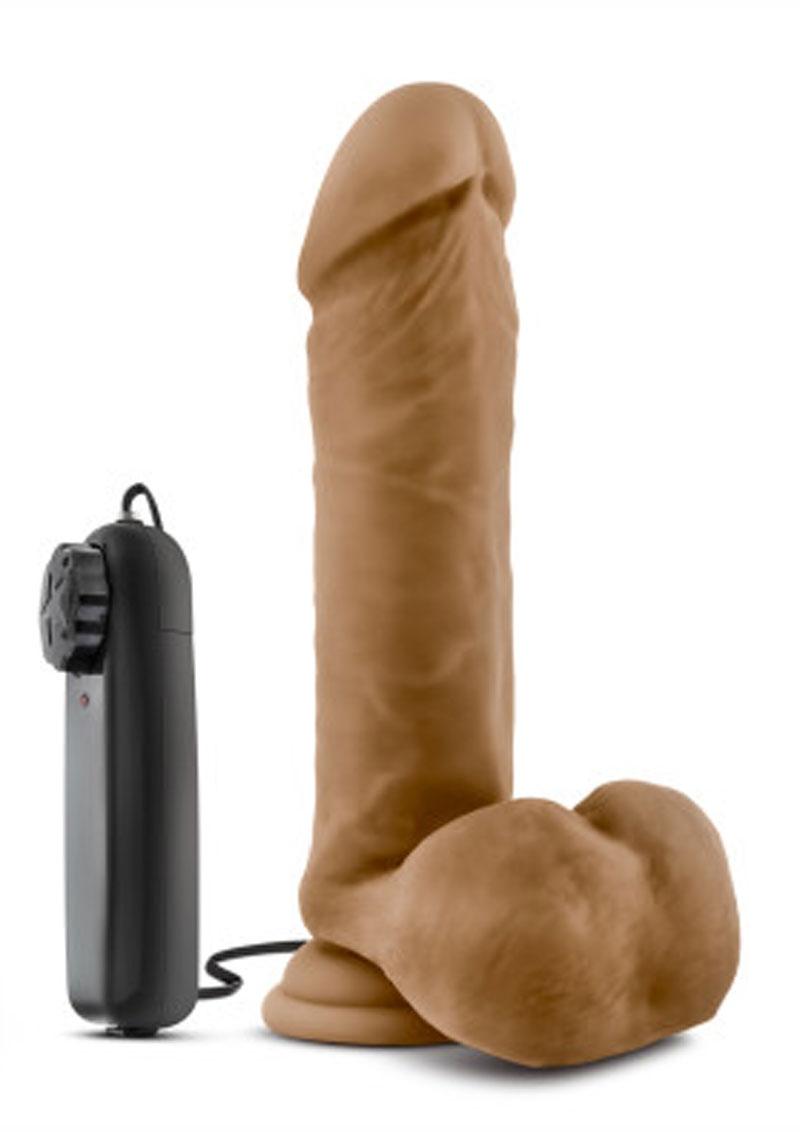 Load image into Gallery viewer, Loverboy Soccer Champ Vibrating Dildo with Balls - Brown/Caramel - 8in
