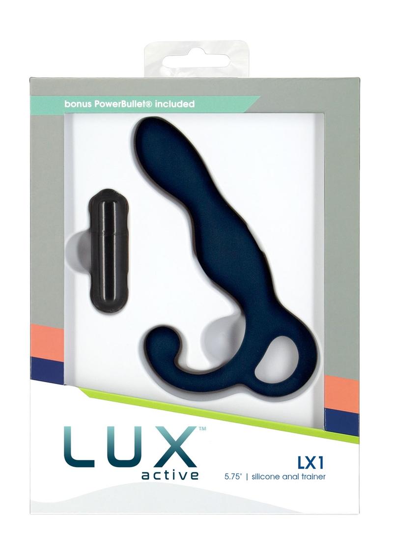 Load image into Gallery viewer, Lux Active Lx1 Silicone Rechargeable Anal Trainer with Bullet - Blue/Navy
