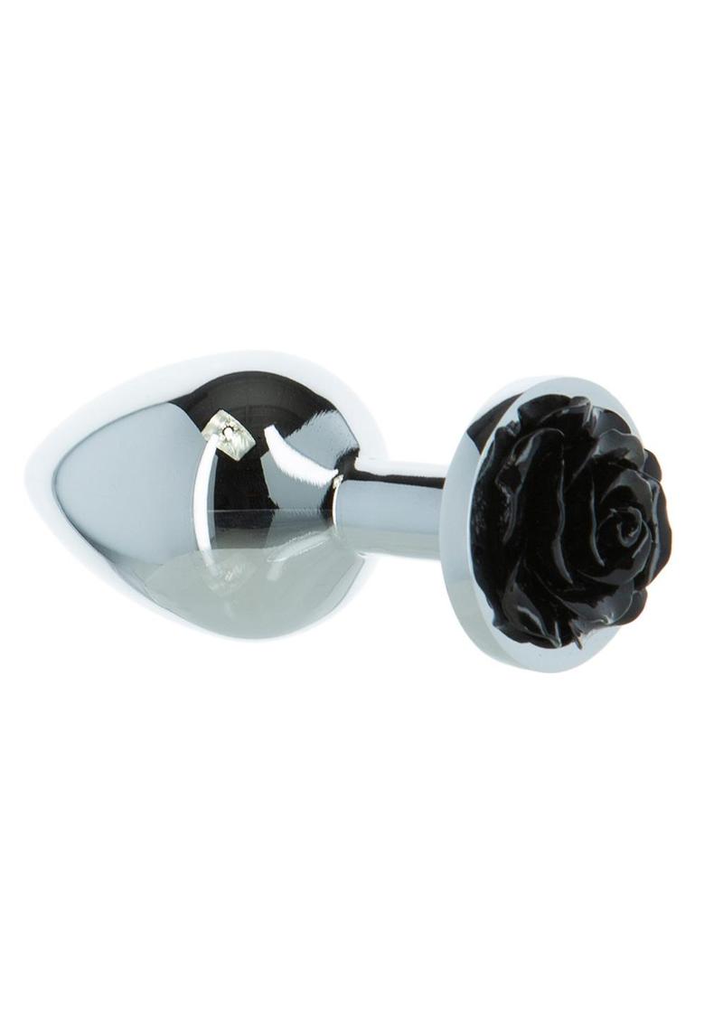 Load image into Gallery viewer, Lux Active Rose Anal Plug - Black/Silver - 3.5in
