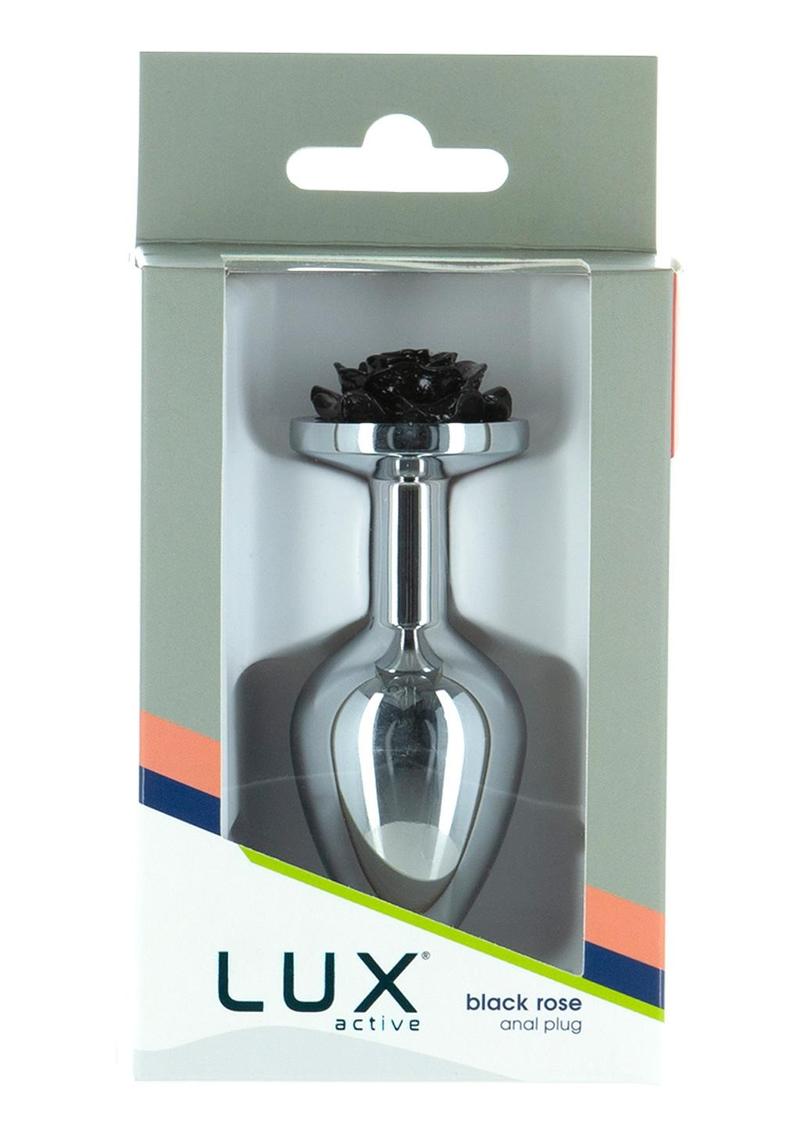 Load image into Gallery viewer, Lux Active Rose Anal Plug - Black/Silver - 3.5in
