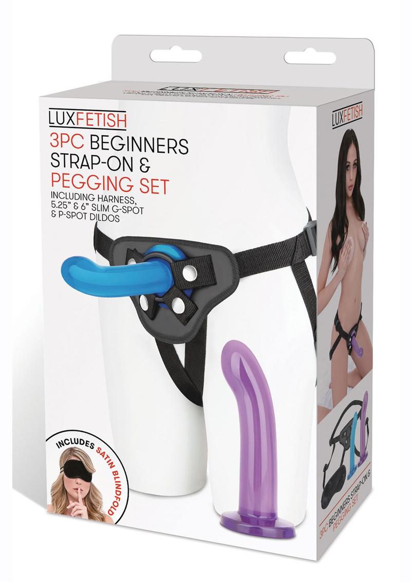 Load image into Gallery viewer, Lux Fetish Beginners Strap-On and Pegging - Blue/Purple - 3 Piece/Set
