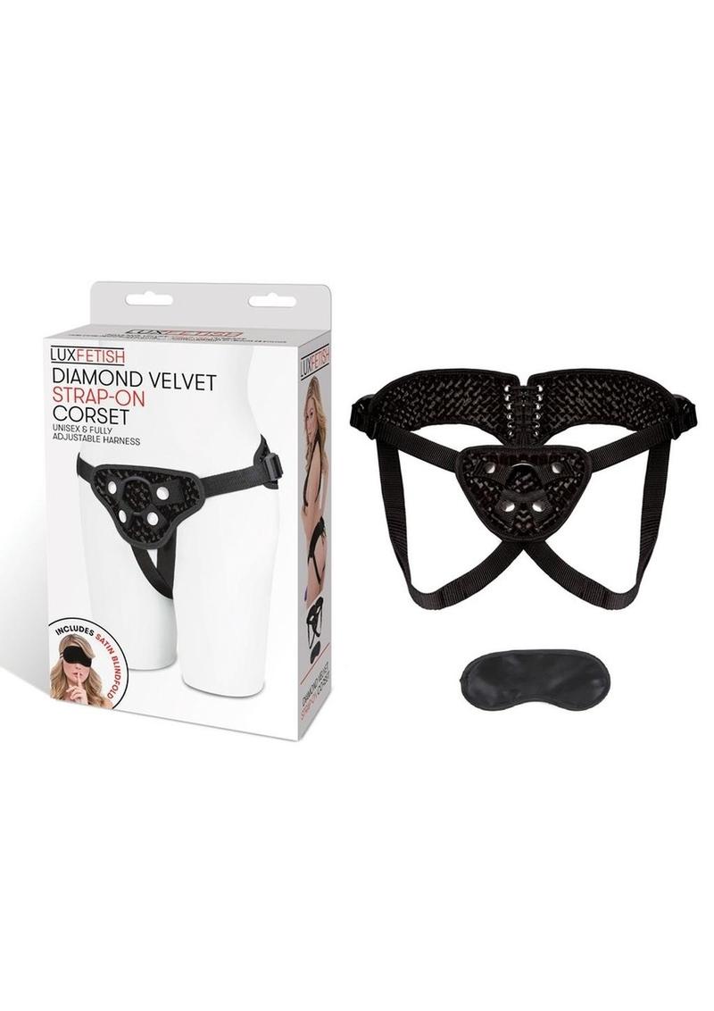 Load image into Gallery viewer, Lux Fetish Diamond Velvet Strap-On Corset Adjustable
