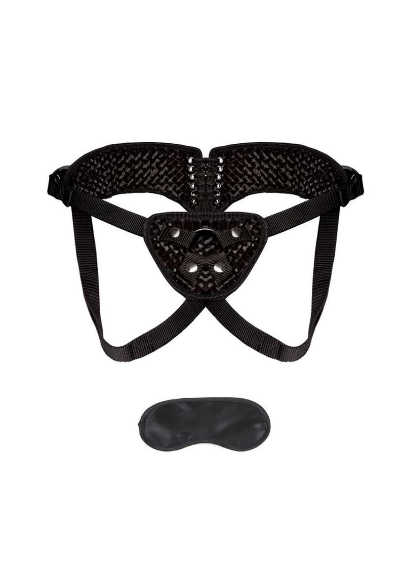 Load image into Gallery viewer, Lux Fetish Diamond Velvet Strap-On Corset Adjustable
