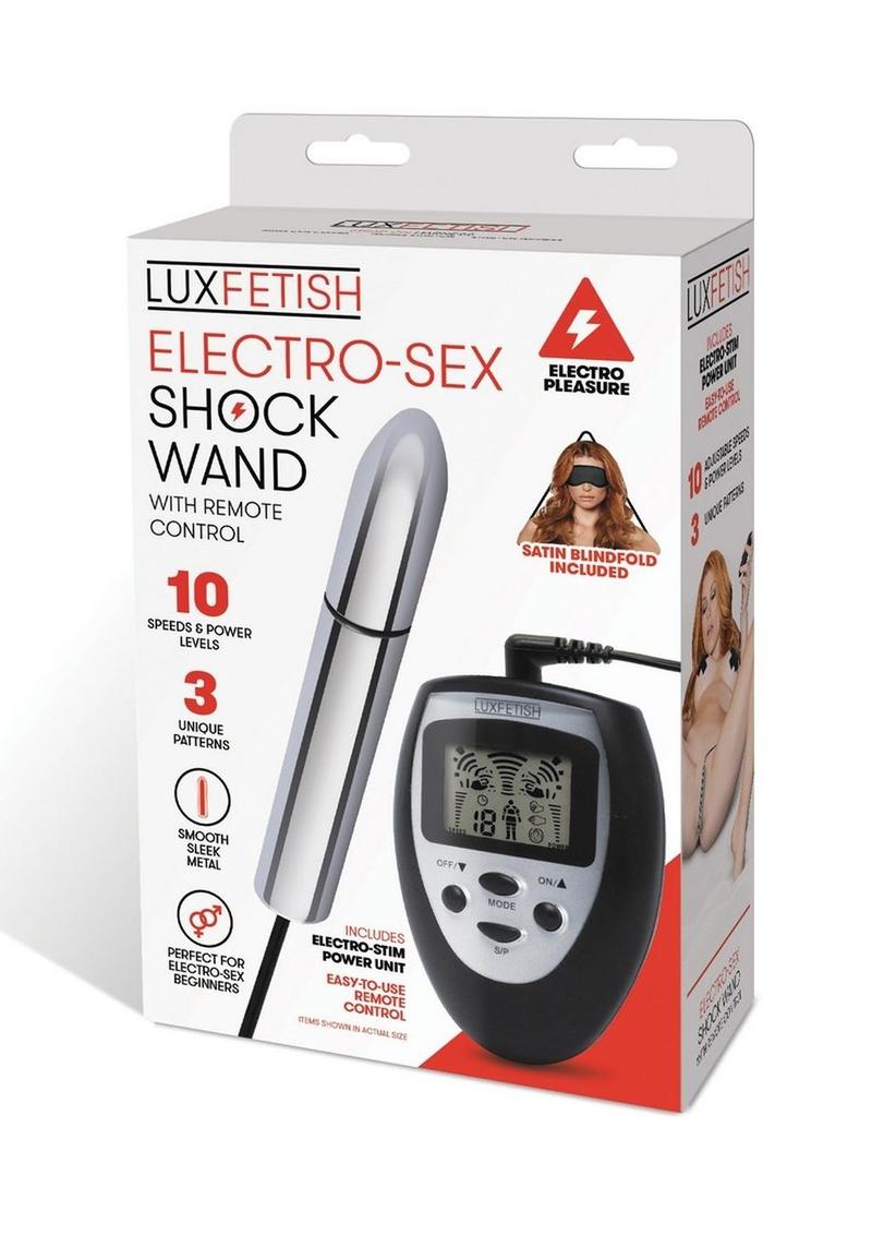 Load image into Gallery viewer, Lux Fetish Electro Sex Shock Wand with Remote Control - Black/Silver
