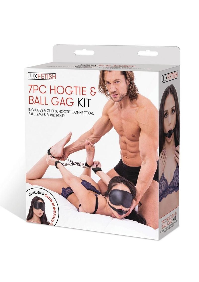 Load image into Gallery viewer, Lux Fetish Hogtie and Ball Gag Kit - Black - 7 Piece
