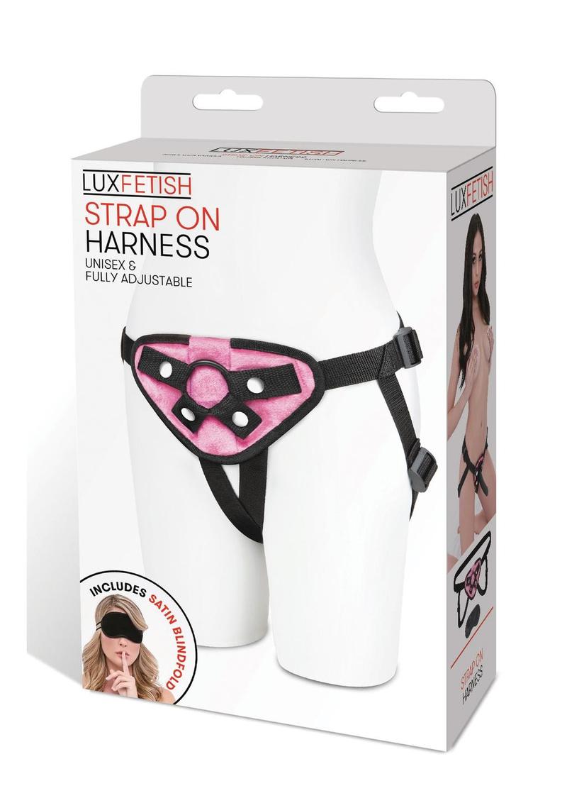 Load image into Gallery viewer, Lux Fetish Pink Velvet Strap-On Harness Adjustable - Pink
