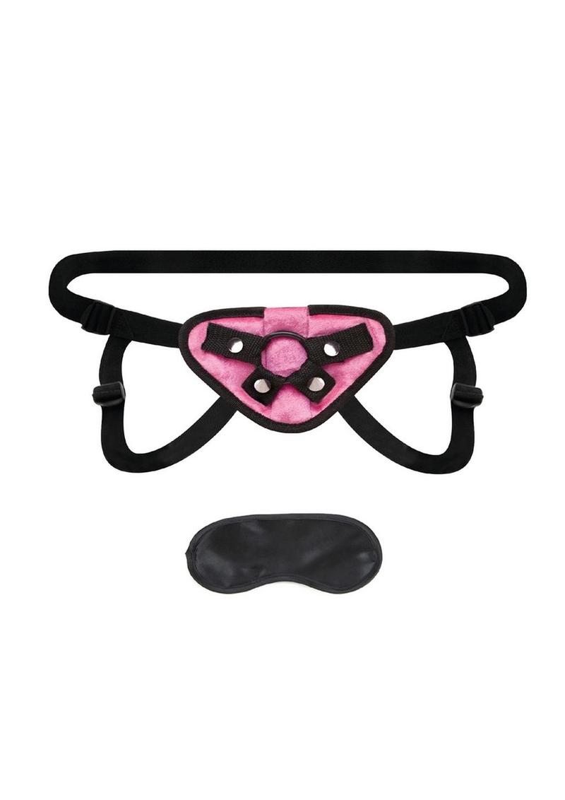 Load image into Gallery viewer, Lux Fetish Pink Velvet Strap-On Harness Adjustable
