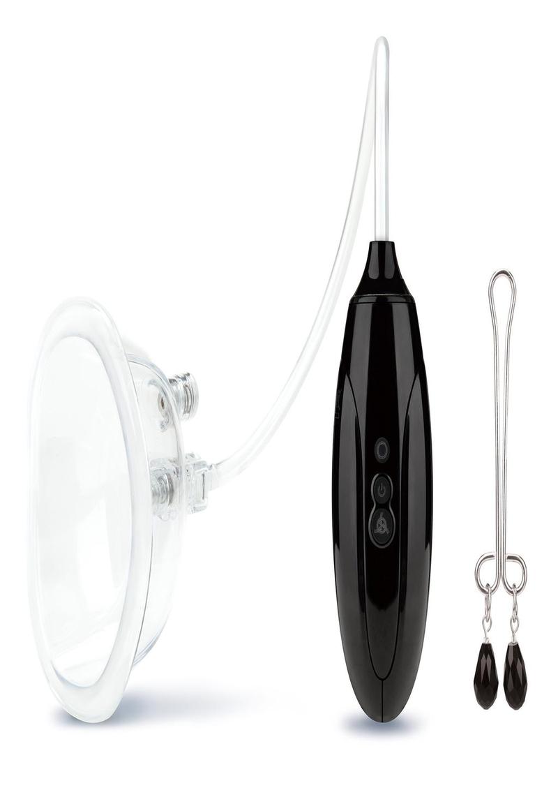 Load image into Gallery viewer, Lux Fetish Rechargeable Pussy Pump with Clit Clamp - Black

