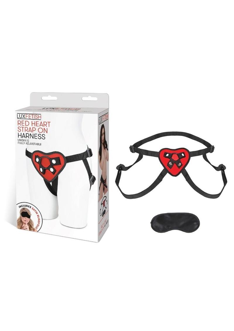 Load image into Gallery viewer, Lux Fetish Red Heart Strap-On Harness Adjustable
