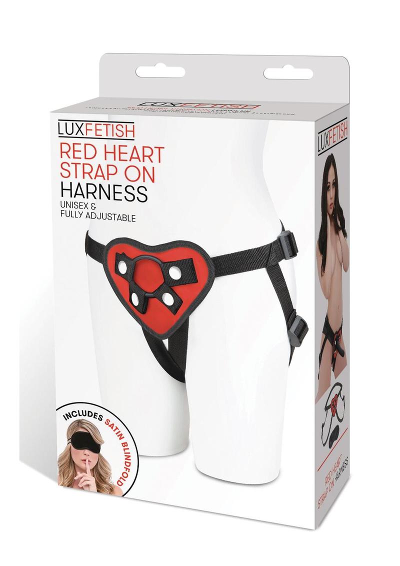 Load image into Gallery viewer, Lux Fetish Red Heart Strap-On Harness Adjustable - Red
