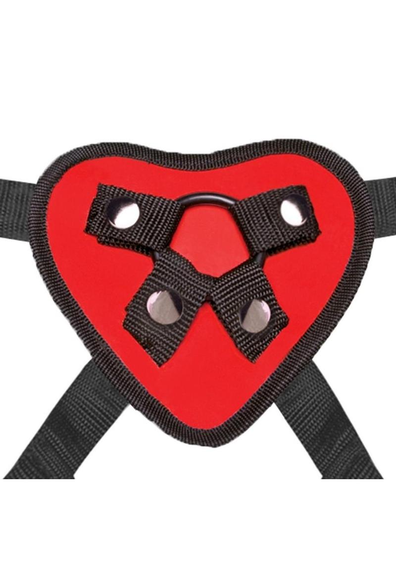 Load image into Gallery viewer, Lux Fetish Red Heart Strap-On Harness Adjustable
