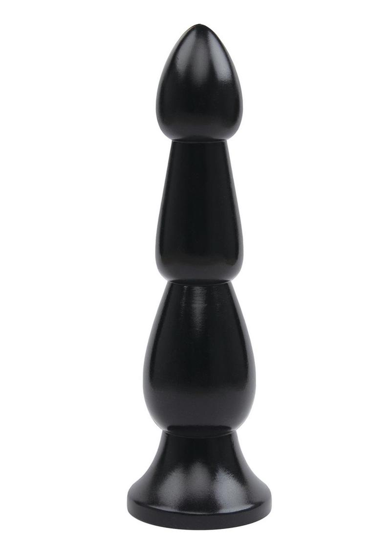 Load image into Gallery viewer, Lux Fetish Ribbed Butt Plug - Black - 9in
