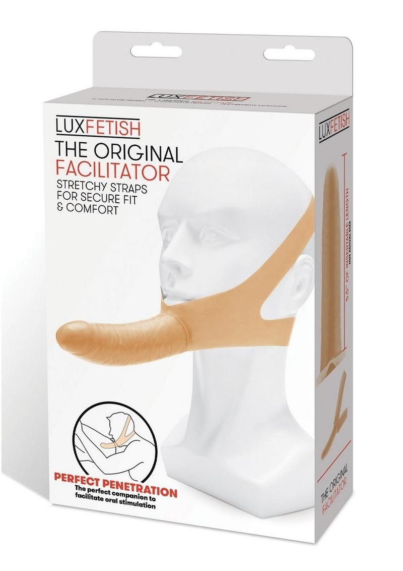 Load image into Gallery viewer, Lux Fetish The Original Facilitator Face Strap-On with Dildo - Cream/Vanilla
