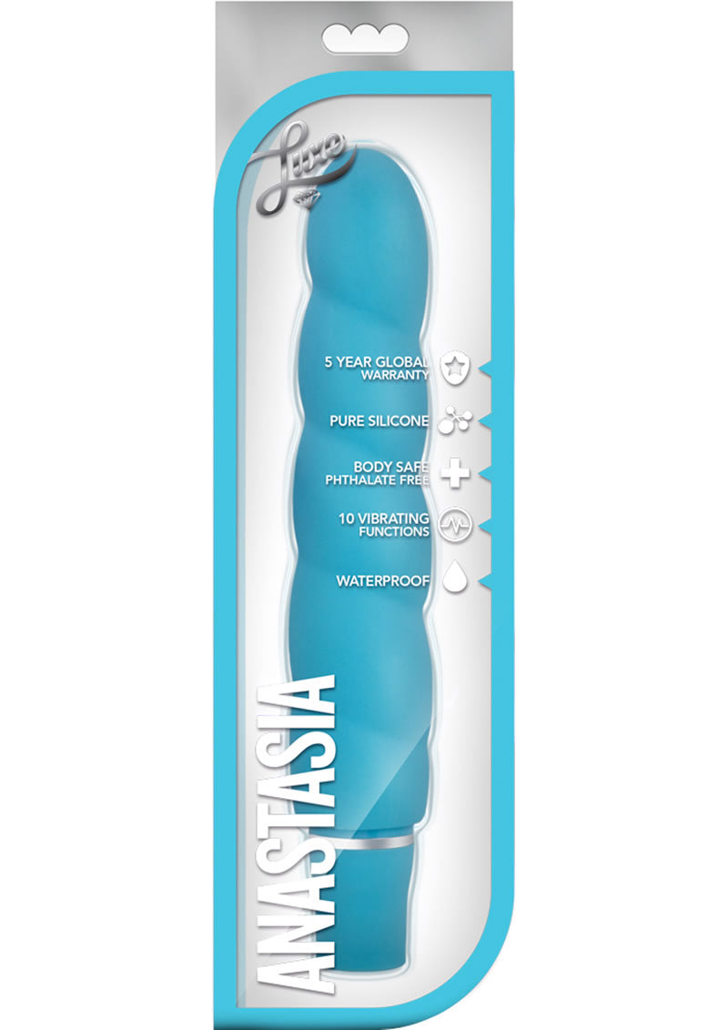 Load image into Gallery viewer, Luxe Anastasia Silicone Vibrator - Aqua/Blue
