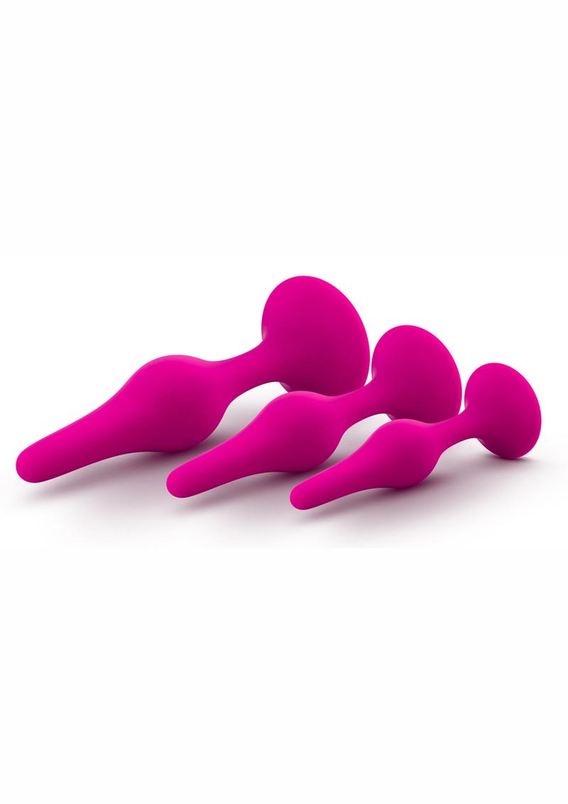 Load image into Gallery viewer, Luxe Beginner Plug Kit Silicone Butt Plugs 3 Sizes - Pink
