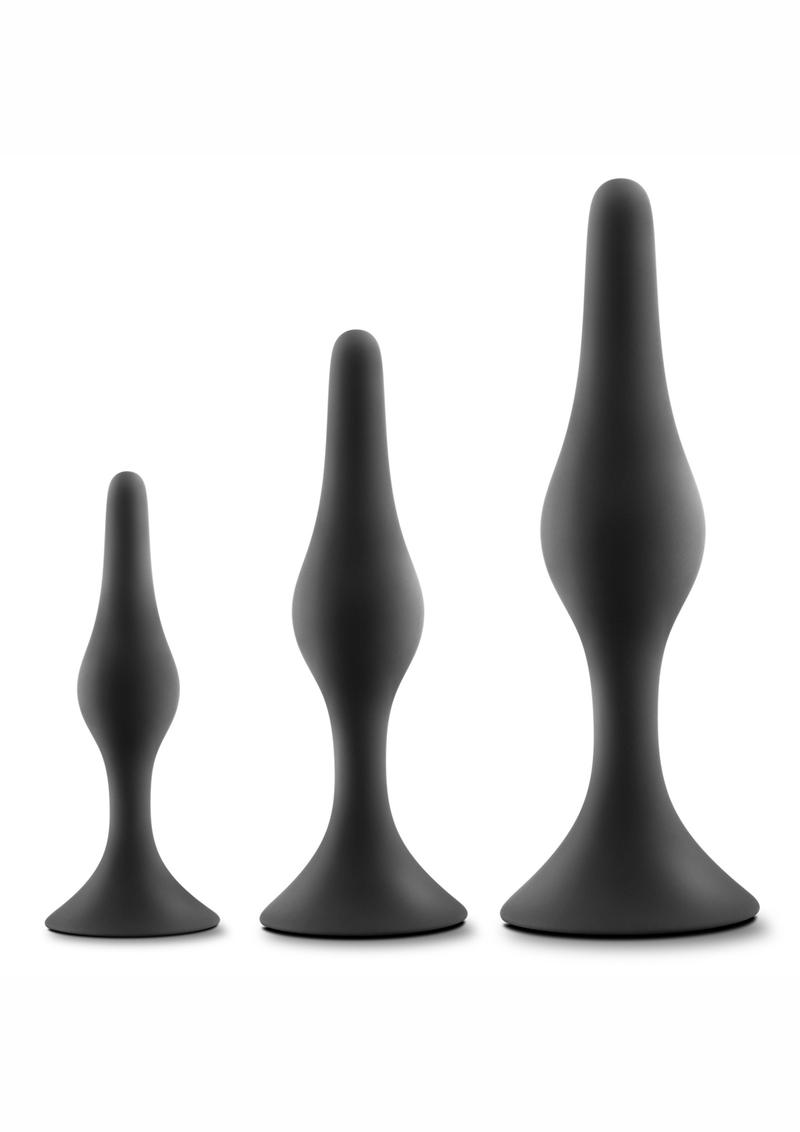 Load image into Gallery viewer, Luxe Beginner Silicone Butt Plug Kit 3 Sizes 3 Sizes - Black
