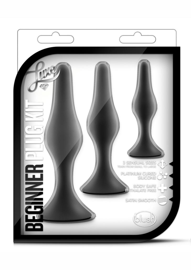 Load image into Gallery viewer, Luxe Beginner Silicone Butt Plug Kit 3 Sizes 3 Sizes - Black
