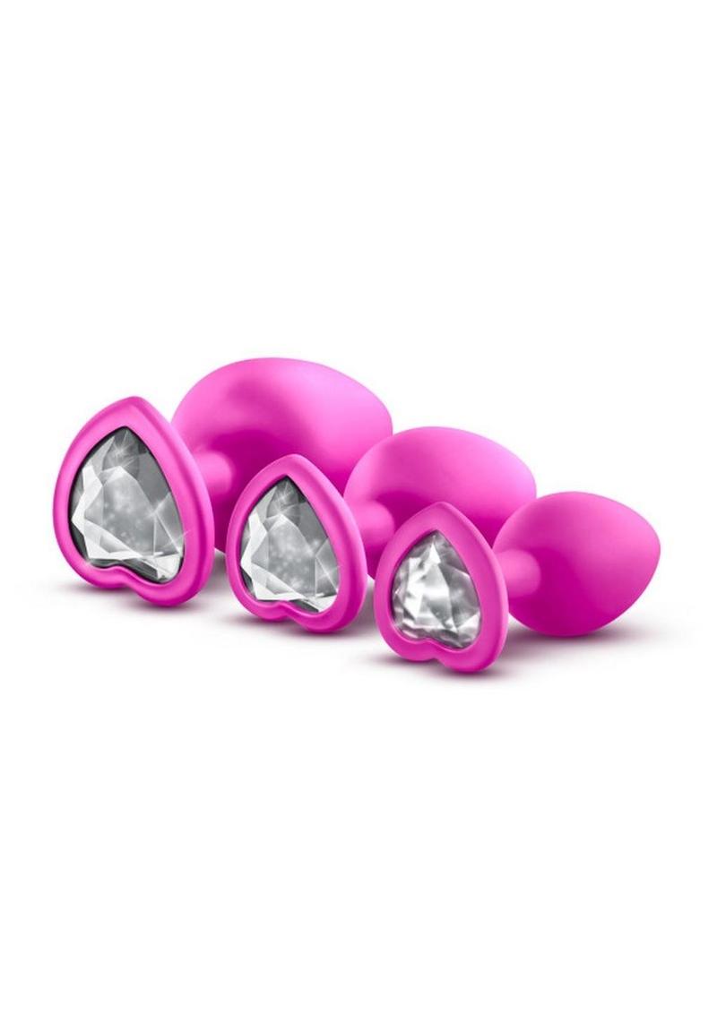 Load image into Gallery viewer, Luxe Bling Plugs Silicone Training Kit with White Gems (3 Size Kit - Pink
