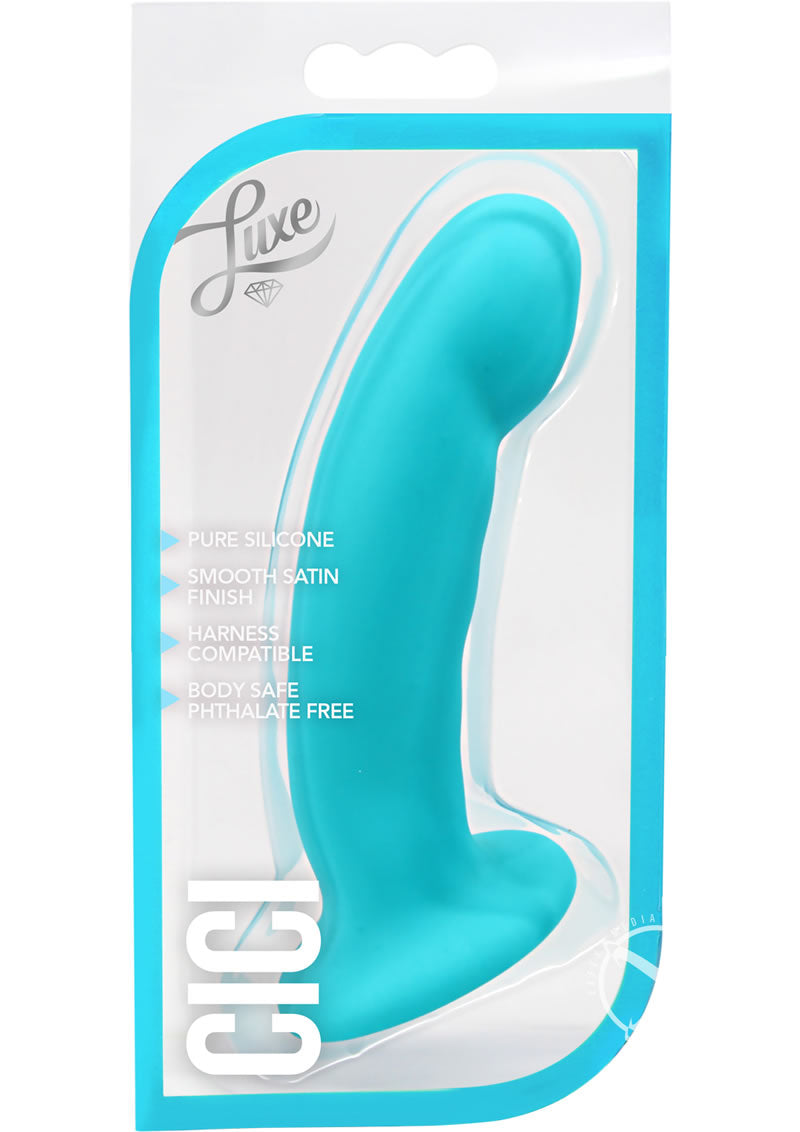 Load image into Gallery viewer, Luxe Cici Silicone Dildo - Blue - 6.5in
