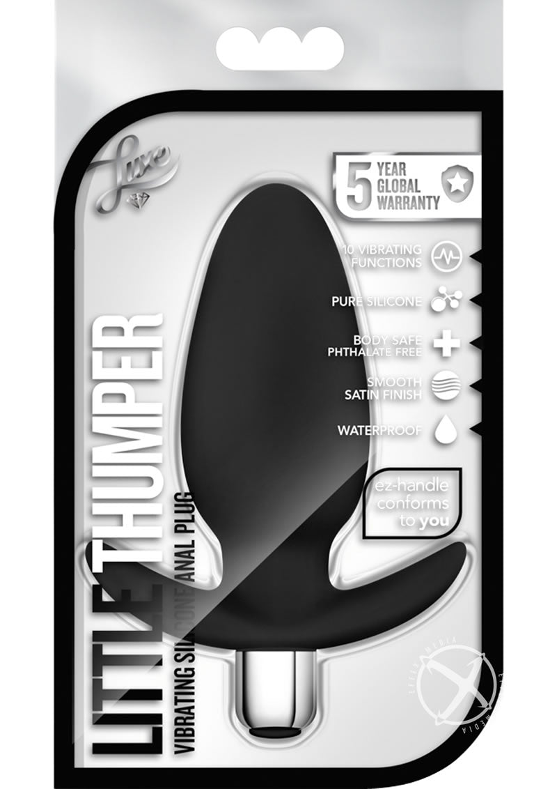 Load image into Gallery viewer, Luxe Little Thumper Silicone Butt Plug - Black

