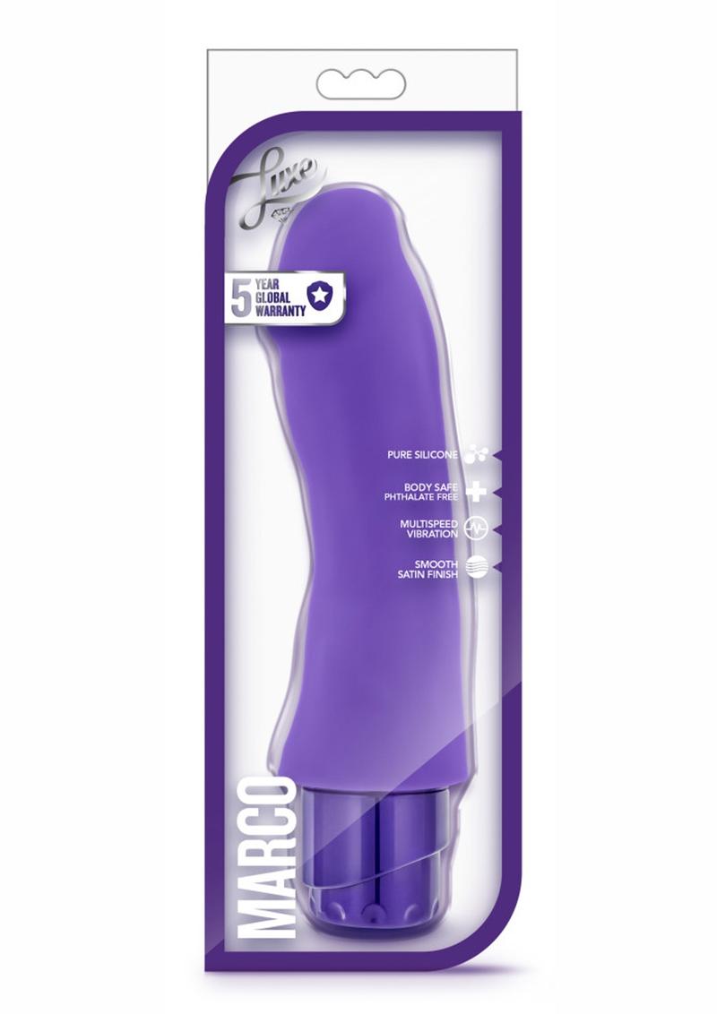 Load image into Gallery viewer, Luxe Marco Silicone Vibrating Dildo - Purple - 7.75in
