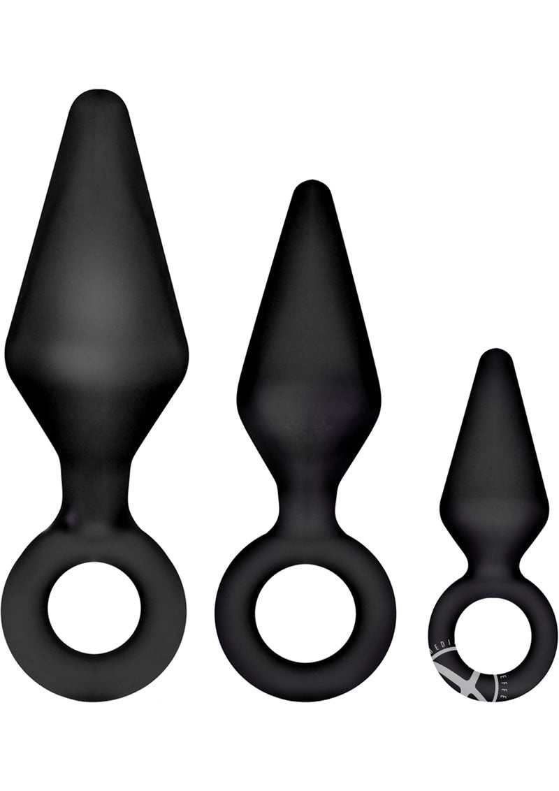 Load image into Gallery viewer, Luxe Night Rimmer Silicone Anal Kit - Black - 3 Piece Kit
