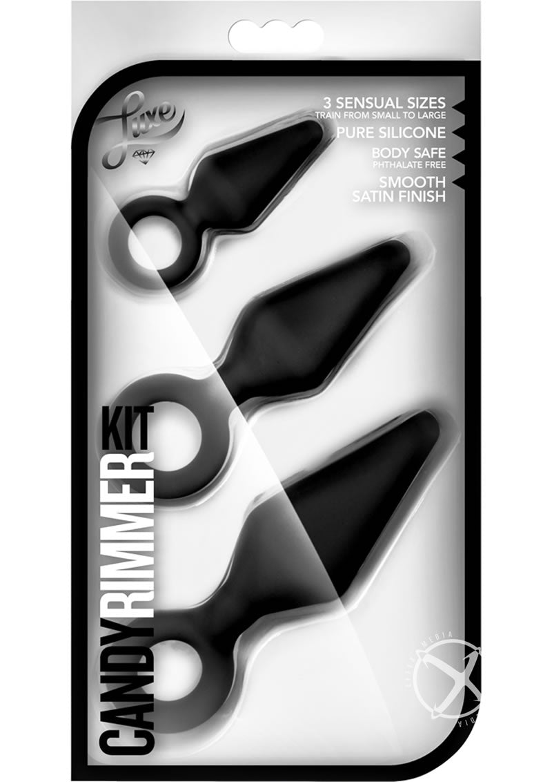 Load image into Gallery viewer, Luxe Night Rimmer Silicone Anal Kit - Black - 3 Piece Kit

