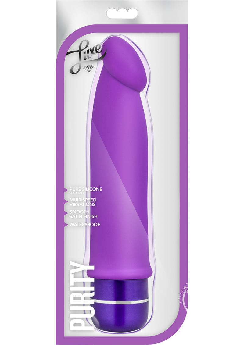 Load image into Gallery viewer, Luxe Purity Silicone Vibrating Dildo - Purple - 7.5in
