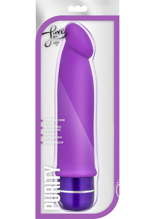 Luxe Purity Silicone Vibrating Dildo - Purple - 7.5in