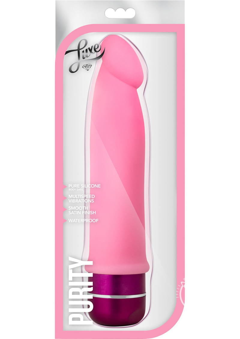 Load image into Gallery viewer, Luxe Purity Vibrating Dildo 7.5in Silicone - Pink
