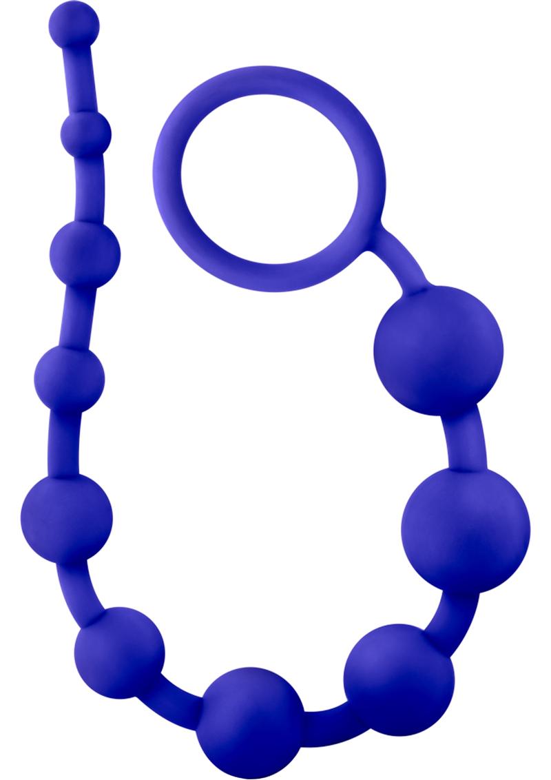 Load image into Gallery viewer, Luxe Silicone 10 Anal Beads - Blue/Indigo
