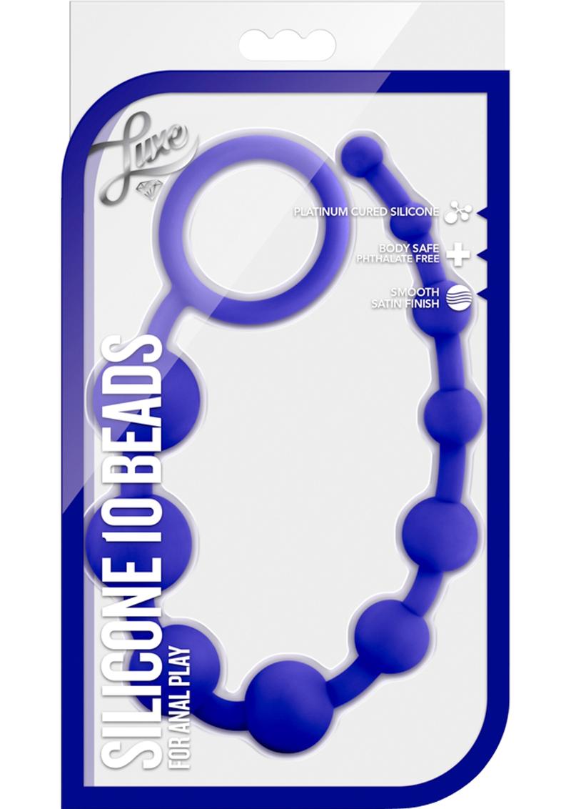 Load image into Gallery viewer, Luxe Silicone 10 Anal Beads - Blue/Indigo
