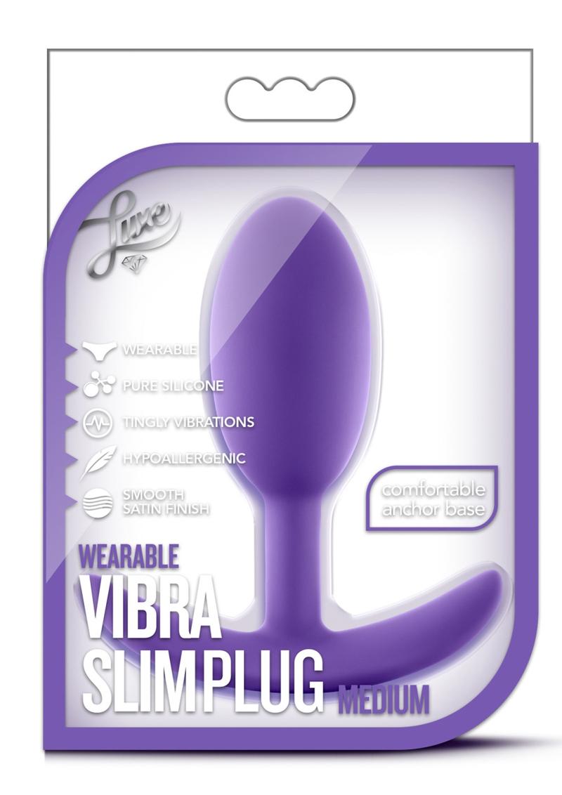 Load image into Gallery viewer, Luxe Wearable Vibra Slim Plug Silicone Butt Plug - Purple - Medium
