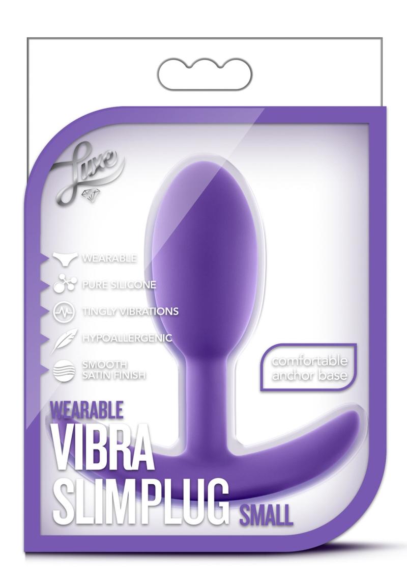 Load image into Gallery viewer, Luxe Wearable Vibra Slim Plug Silicone Butt Plug - Purple - Small
