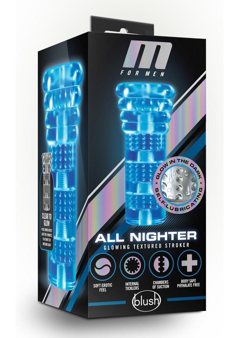 Load image into Gallery viewer, M For Men Soft and Wet All Nighter Glow In The Dark Self Lubricating Stroker - Clear/Glow In The Dark
