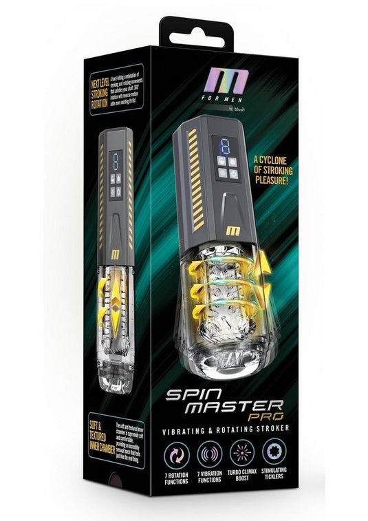 M For Men Spinmaster Pro Rechargeable Masturbator - Clear/Grey