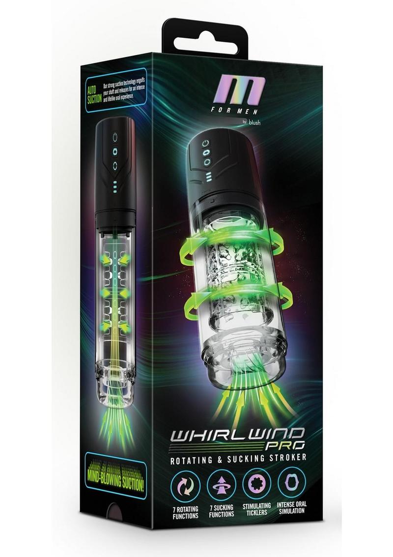 Load image into Gallery viewer, M For Men Whirlwind Pro Rechargeable Masturbator - Black/Clear
